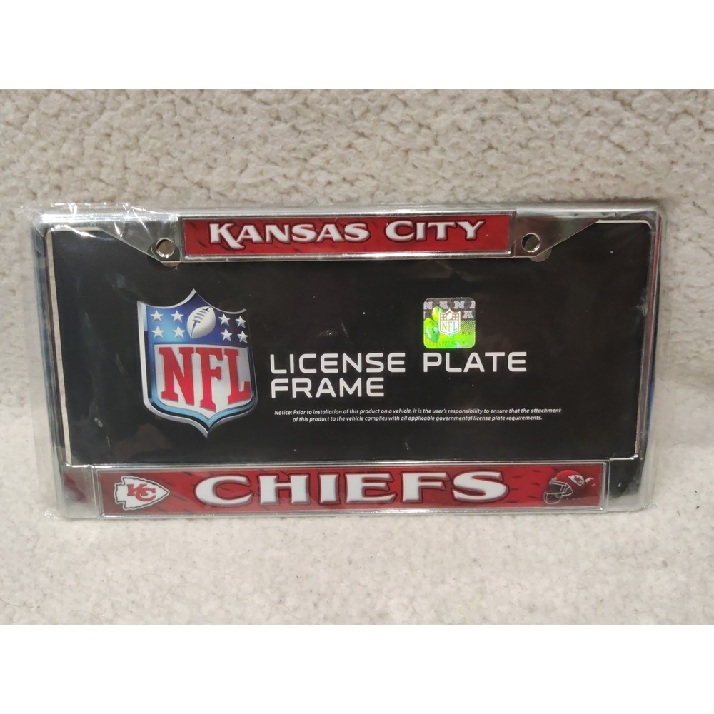 Rico Industries NFL Football Kansas City Chiefs 12" x 6" Chrome Frame - Car/Truc